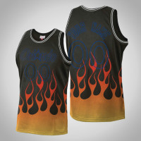 Mens Orlando Magic Custom #00 Black Flames Jersey