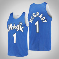 Mens Magic Tracy McGrady #1 Blue White Hardwood Classics Swingman Reversible Practice Jersey