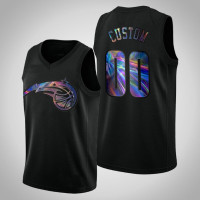 Men Orlando Magic Custom #00 Black Iridescent Holographic Limited Edition Jersey